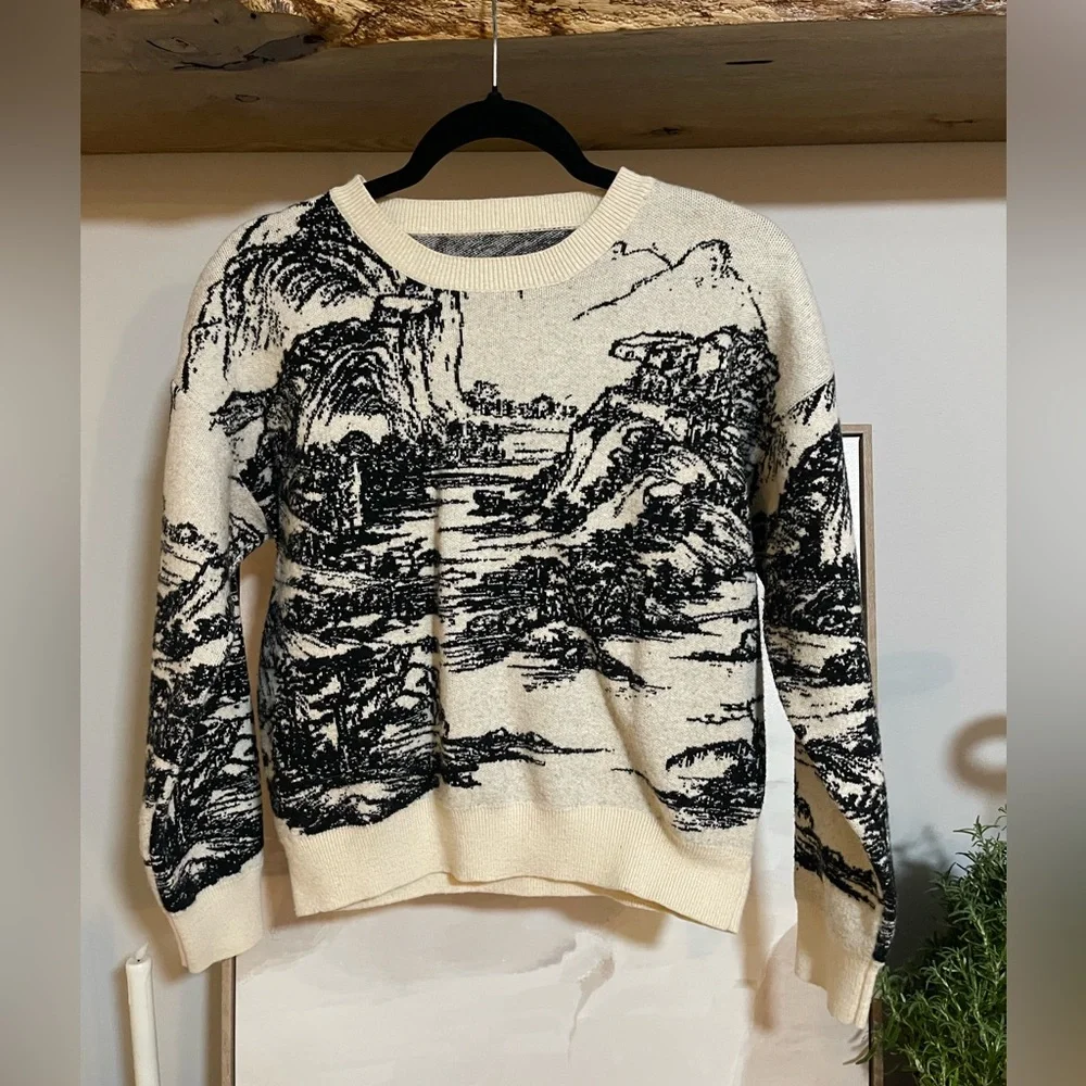 Cider Black and Cream heavyweight Scenic Sweater - Picture 1 of 3